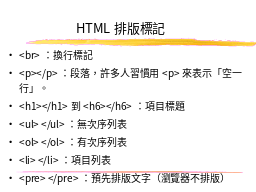 HTML排版標記